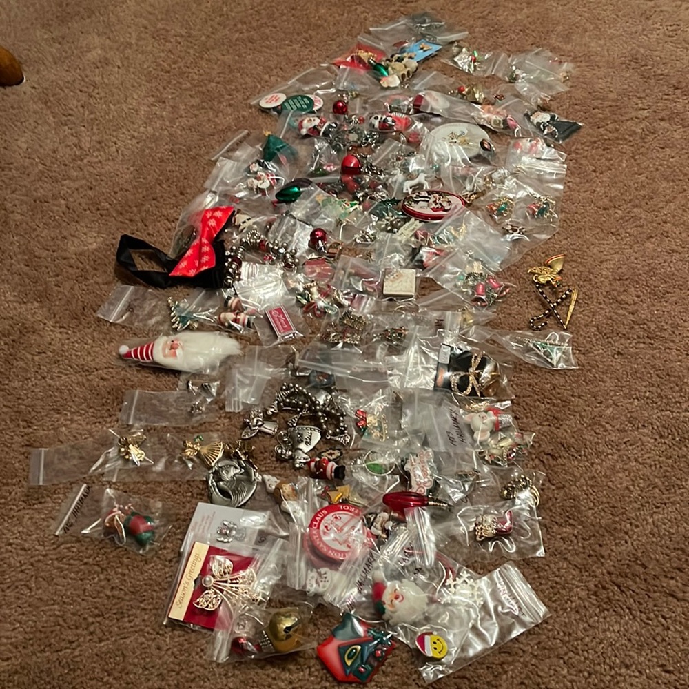 Vintage+ Massive Christmas pin earrings brooch jewelry & more